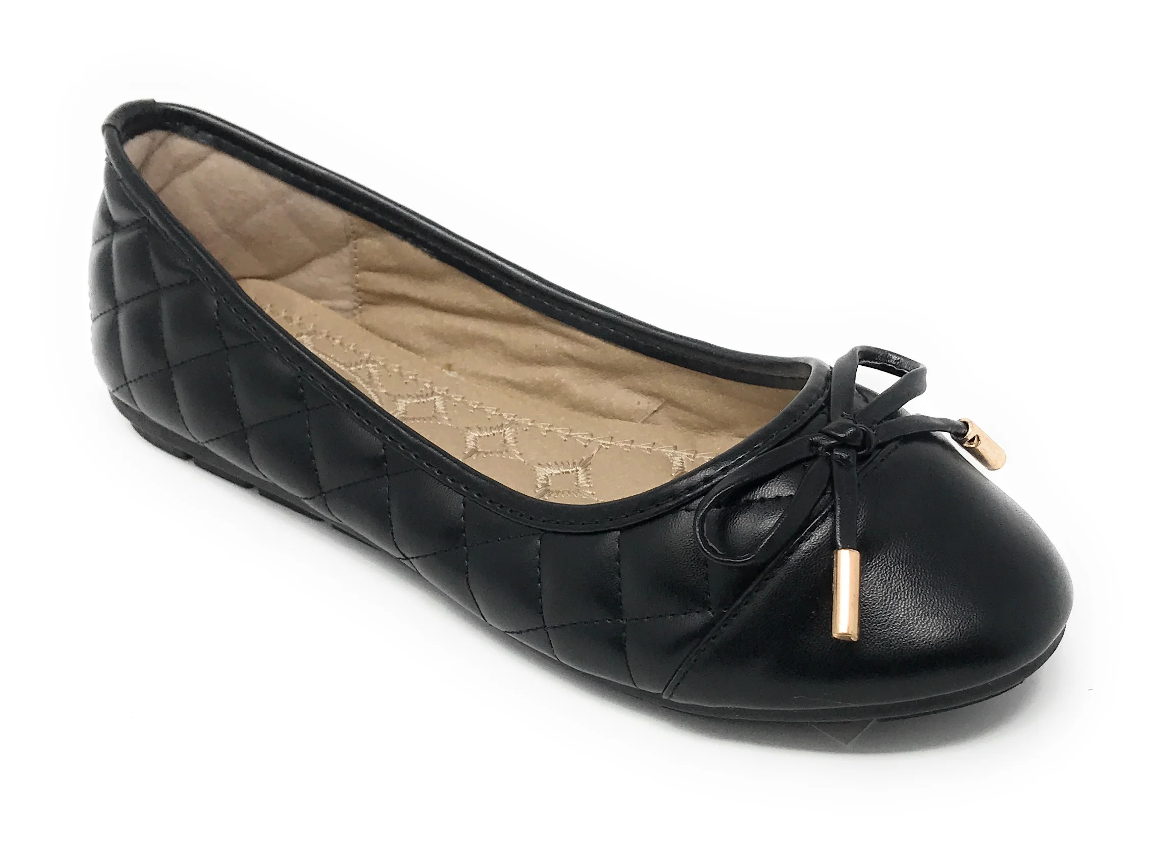Victoria K Women's Soft Quilted Textured With Bow Tie Ballerina Flats | Walmart (US)