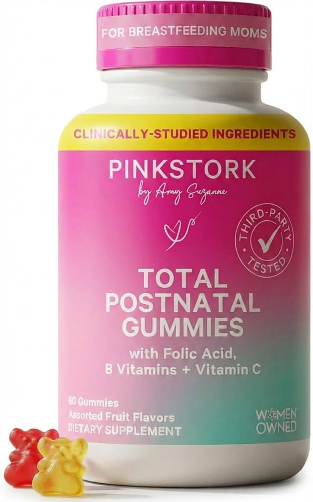 Pink Stork Total Postnatal Vitamin Gummies - Multivitamin for Postpartum Recovery and Lactation S... | Amazon (US)