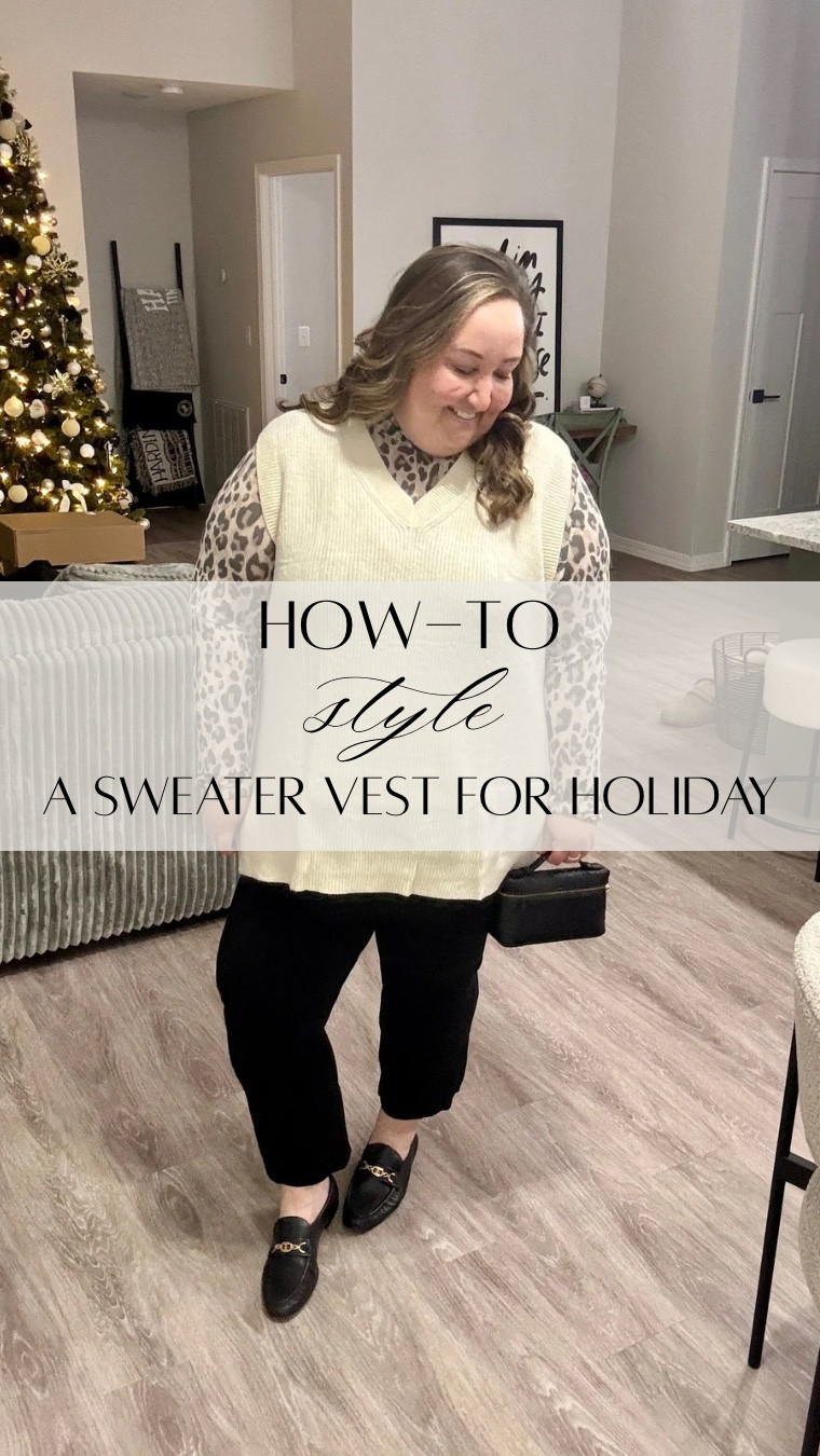 Sweater vests can be fun! But probably only paired with a leopard mesh long sleeve. If my Organic Chem teacher could only see me now 🤣 

#rebekahelizstyle

#LTKFindsUnder50 #LTKootd #LTKPlusSize