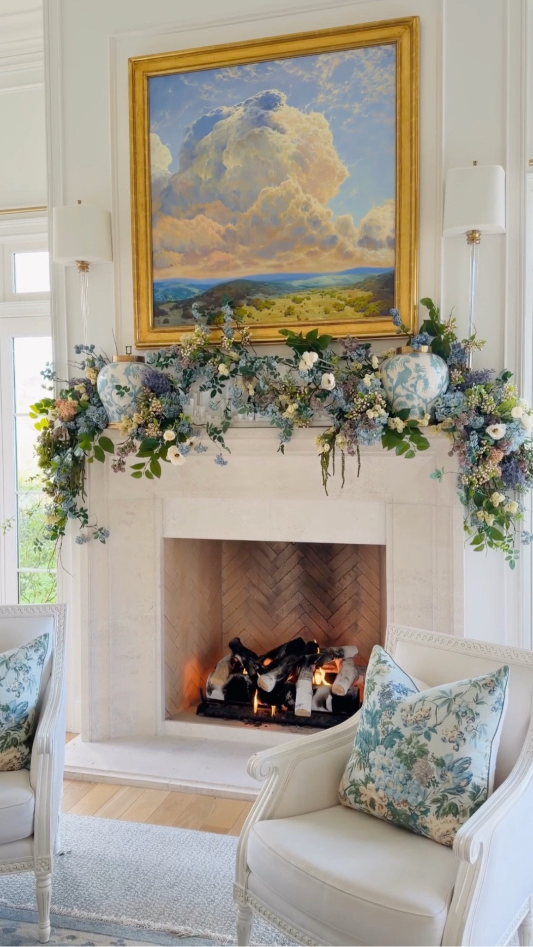 Everything you need to make this show stopper spring mantel 

6 - blue blossoms vines
3 - Amaranths
1 pkg leaf vines
3 - Ranunculus
6 of each berry stem (2 kinds - pink and lavender)
2 pks blue hydrangeas 
1 pkg green flowers (amazon)
1 pkg pink flowers (amazon)
10 viburnum 
1 pkg twigs
6 green leafs 

#LTKHome #LTKSeasonal