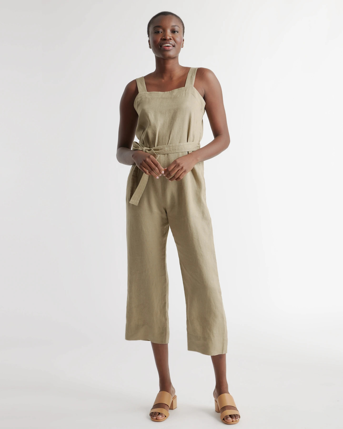 100% European Linen Square Neck Jumpsuit | Quince