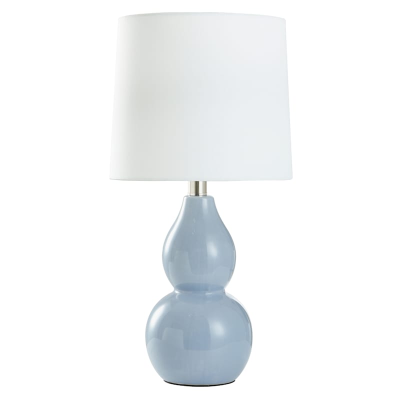 Providence Light Blue Double Gourd Table Lamp with Shade, 18.5" | At Home