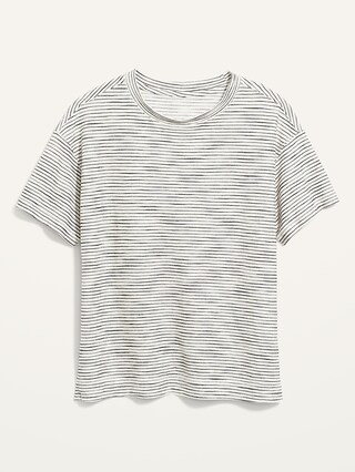 Loose Vintage Textured-Stripe T-Shirt for Women | Old Navy (US)