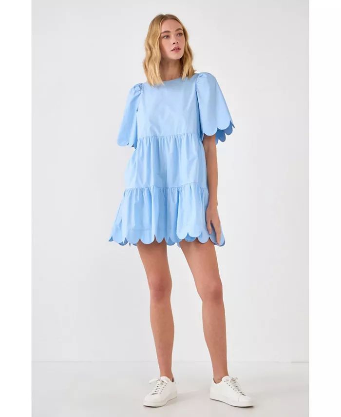Women's Scallop Detail Mini Dress | Macys (US)