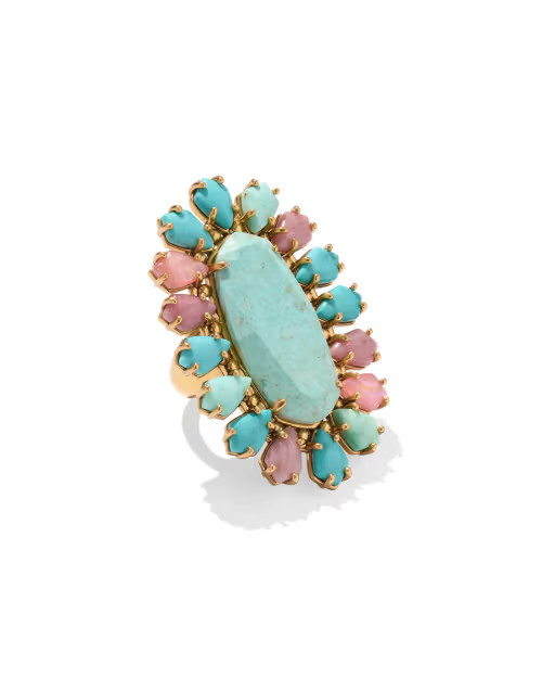 Flynn Vintage Gold Cocktail Ring in Teal Pink Mix | Kendra Scott