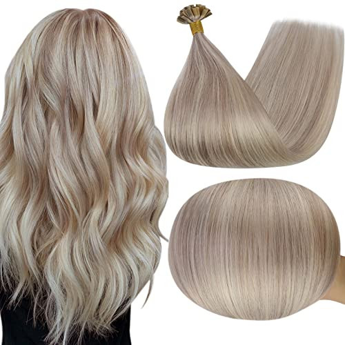 Full Shine U Tip Blonde Hair Extensions 16 Inch Ash Blonde Highlighted Color 18 Mixed 613 U Tip Hair Extensions Straight Pre Bonded Nail Tip 1g Per Strand 50 Gram Fusion Human Hair Extensions | Amazon (US)