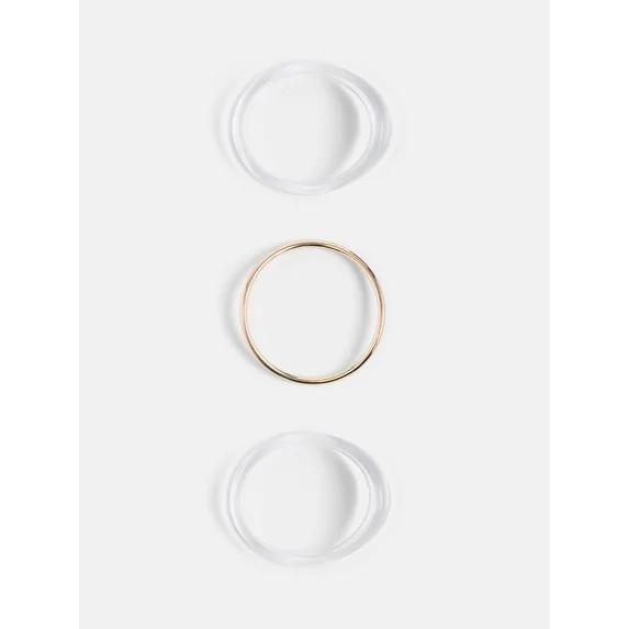 Scoop Women's Gold Tone & Acrylic Sculpted Bangle Bracelets, 3 Pieces | Walmart (US)