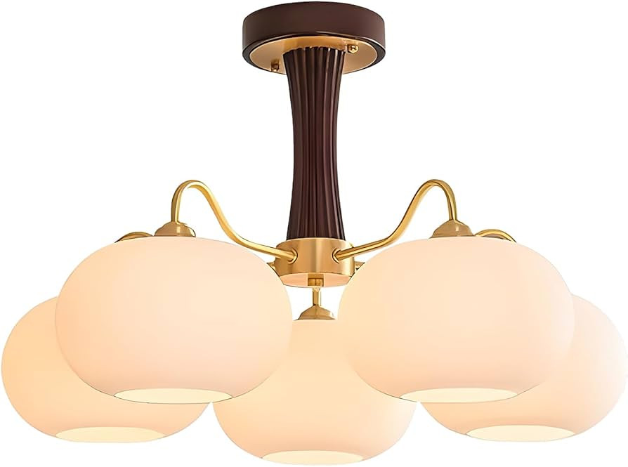 Vintage Flush Mount Ceiling Light 28" Large Semi Flush Mount Ceiling Light with 5-Light,Gold & Wo... | Amazon (US)