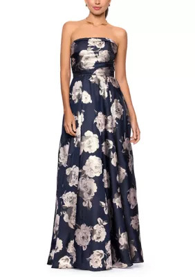 Women's Strapless Floral Foil Printed Gown | Belk