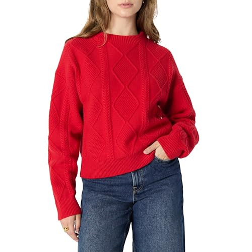Amazon Essentials Women's Relaxed-Fit Cable Crewneck Sweater | Amazon (US)