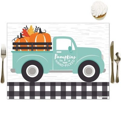 Big Dot of Happiness Happy Fall Truck - Party Table Decorations - Harvest Pumpkin Party Placemats... | Target