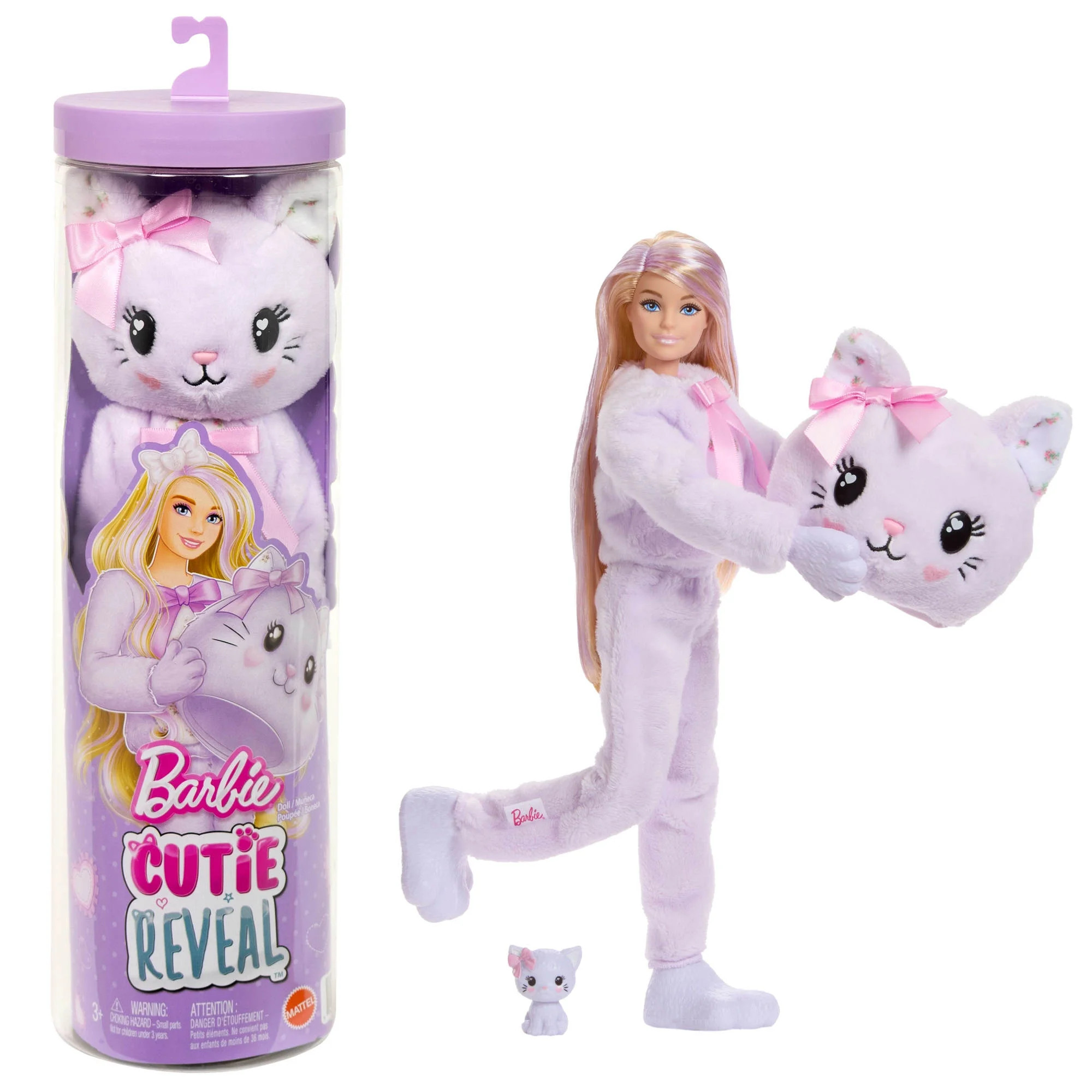 Barbie Cutie Reveal Doll & Accessories, Cuddly Series Kitten With 10 Surprises | Walmart (US)
