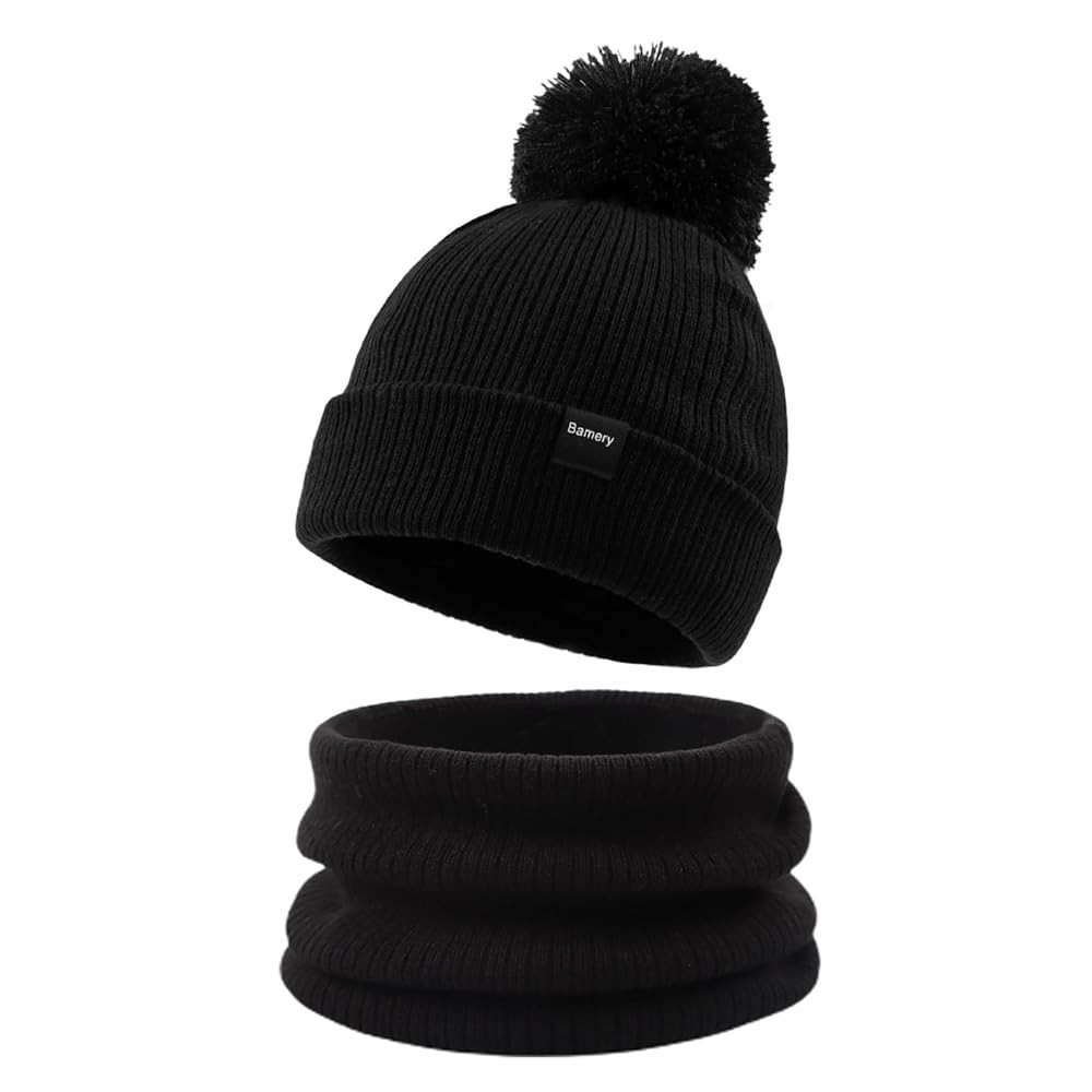 Bamery Classic Solid Kid Winter Hat Scarf Set Knitted Toddler Hat Neck Warmer Boy and Girl Pompom... | Amazon (CA)