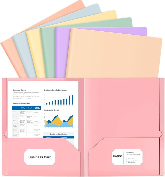 6 Pcs Two Pocket Folders, Colored File Folders with Pockets, Paper Folders | Amazon (US)