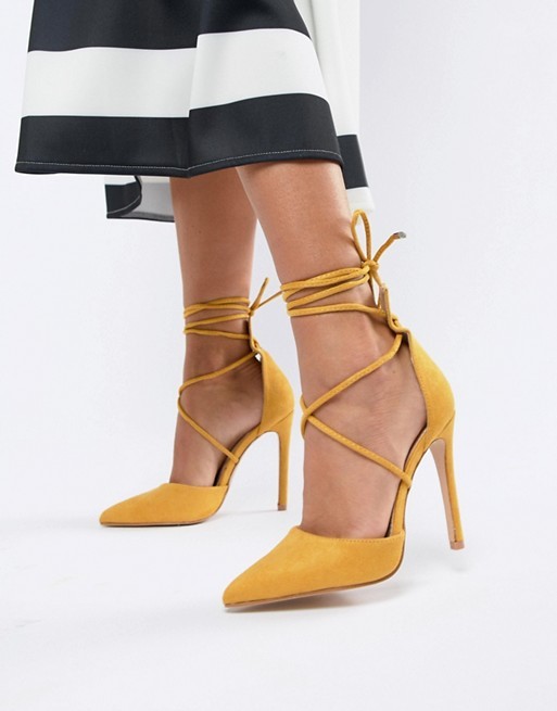 Public Desire Aries bright yellow tie up pumps | ASOS US
