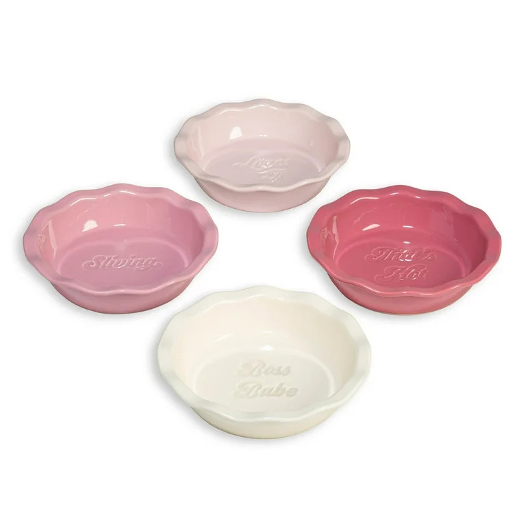 Paris Hilton 4-Piece Ceramic Mini Pie Dish Set, 4.5-in Round Individual Baking Dishes for Pie, Ta... | Walmart (US)