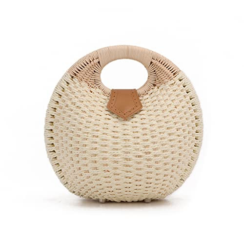 Amazon.com: Ynport Straw Purses for Women Summer Beach Rattan Tote Bag Round Handle Ring Handbag ... | Amazon (US)