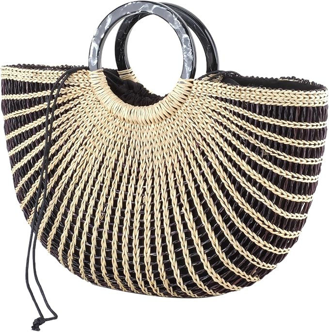 KIKISUM Womens Straw Beach Tote Bag Hobo Summer Handwoven Top-handle Bags | Amazon (US)