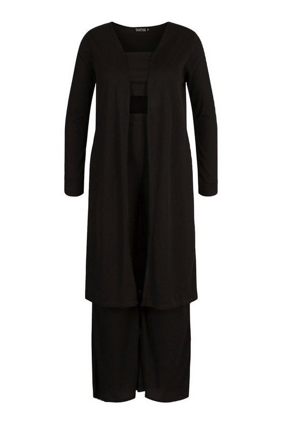 Plus Rib 3 Piece Duster Two-Piece | boohoo | Boohoo.com (US & CA)