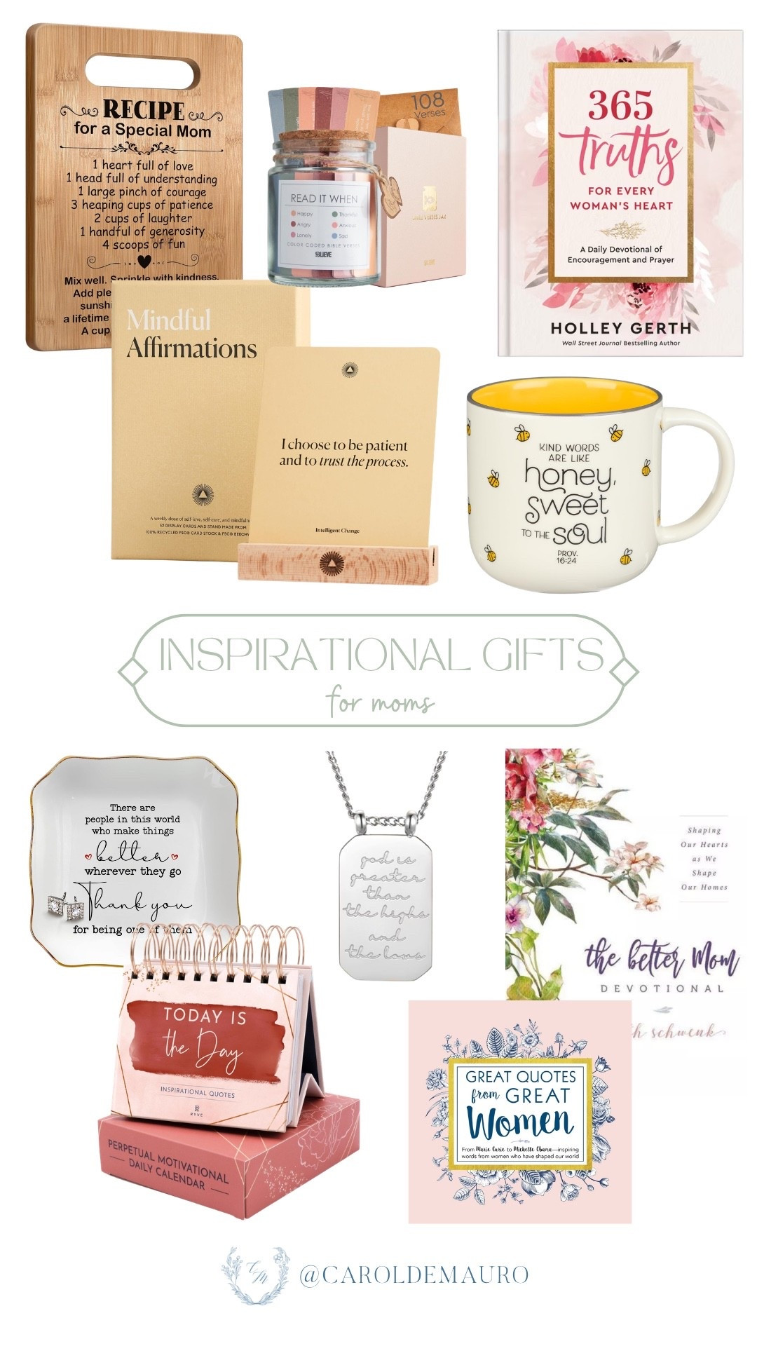 Want to surprise your mom with something special that truly speaks to her heart? Check out these inspiring gift ideas like a "365 Truths" devotional, a comforting bee-themed mug, or a personalized charm necklace, and many more!

affordable gifts, unique gifts, mother's day gifts, home decor, devotional books, fashion accessories, kitchen finds, daily inspiration

#LTKHome #LTKMothersDay #LTKSeasonal