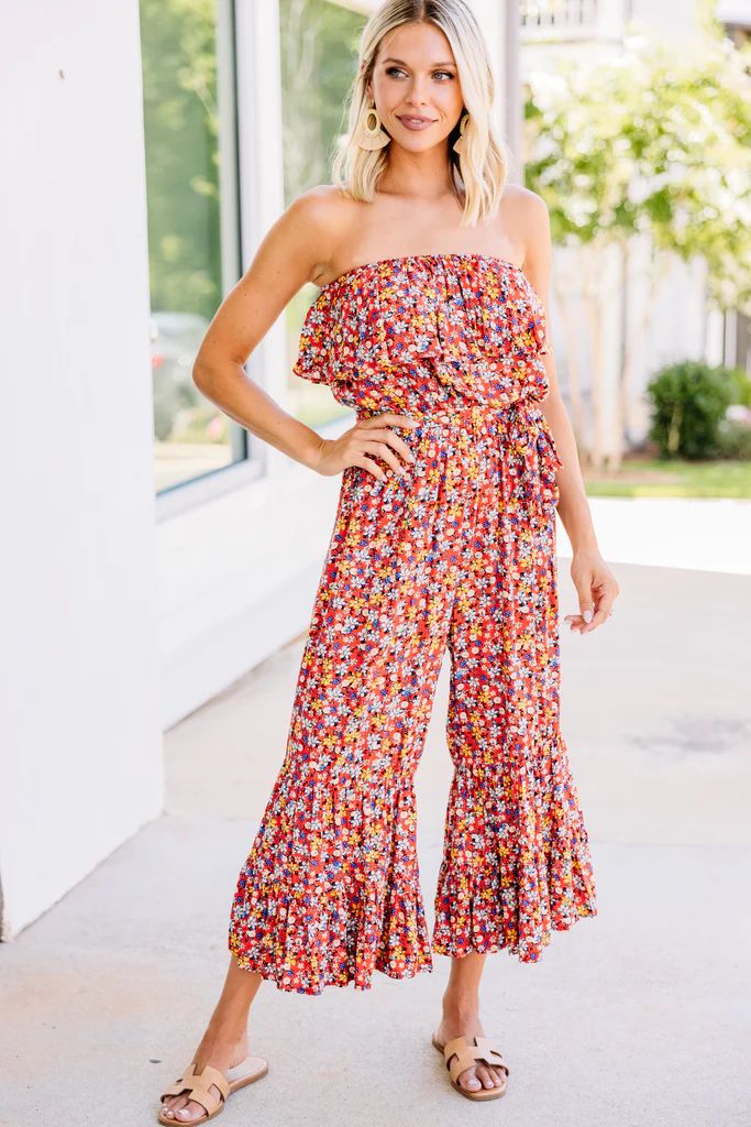 Can't Go Back Red Ditsy Floral Jumpsuit | The Mint Julep Boutique