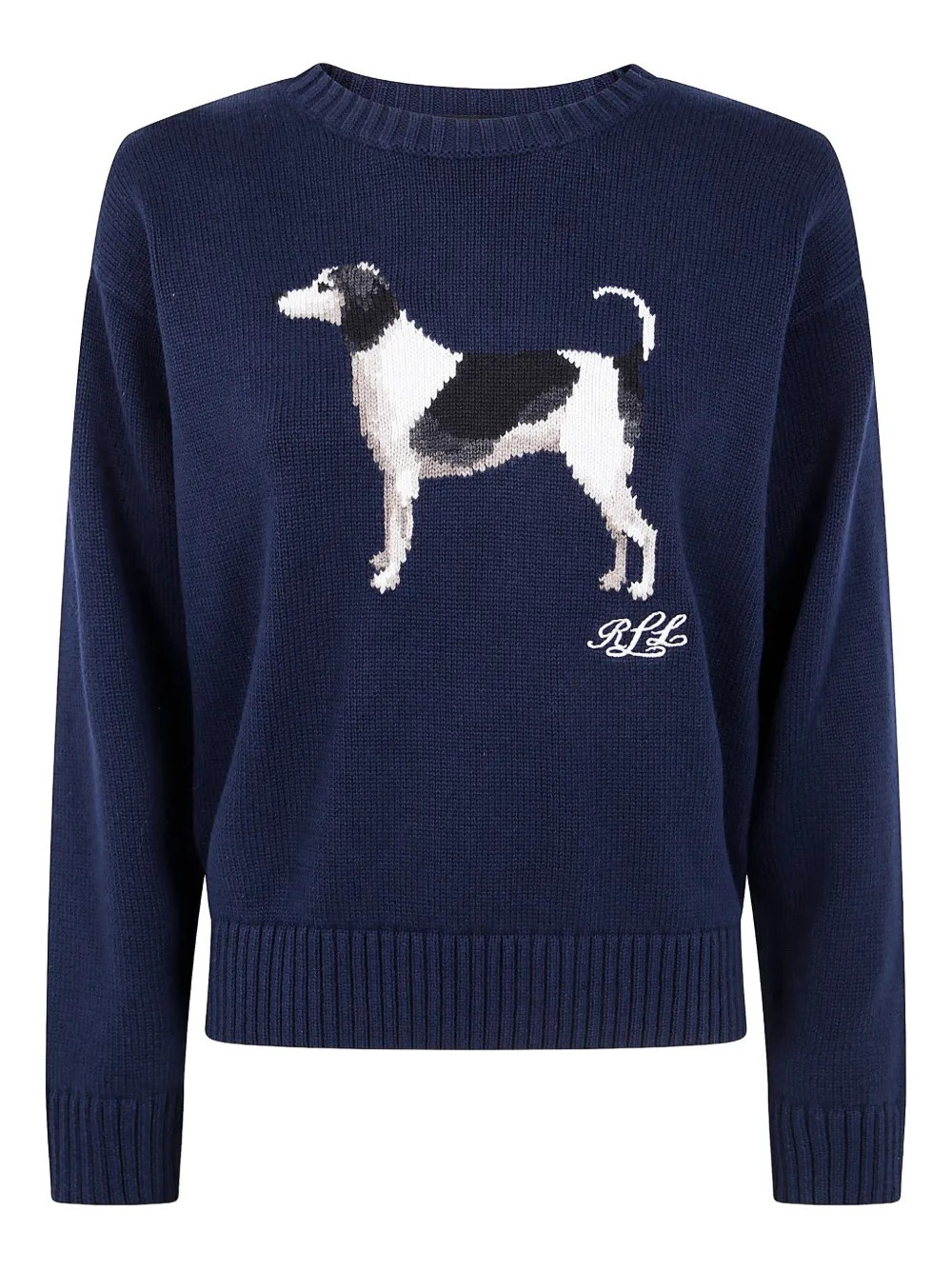Lauren Ralph Lauren dog-embroidered crew-neck sweater - Blue | Farfetch Global