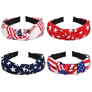 4PCS American Flag Headbands for Women Girls Independence Day 4th of July Red White Blue Patrioti... | Amazon (US)
