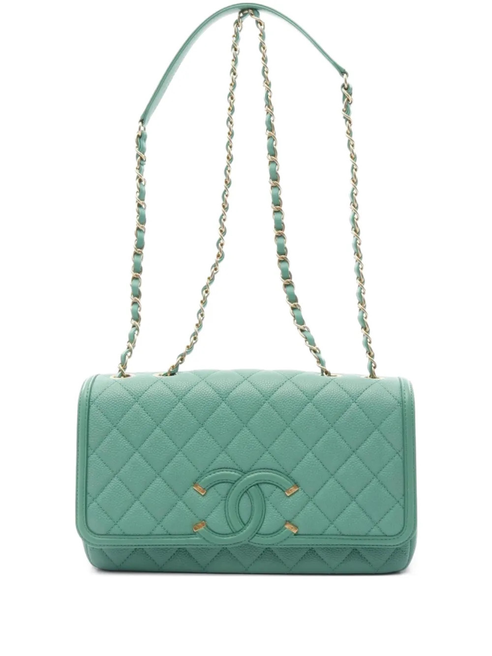 CHANEL Pre-Owned 2016-2017 small interlocking CC shoulder bag - Green | Farfetch Global