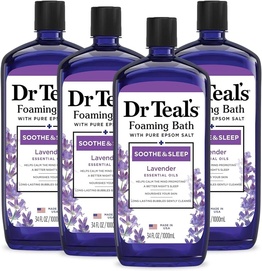 Dr Teal's Foaming Bath with Pure Epsom Salt, Soothe & Sleep with Lavender, 34 fl oz (Pack of 4) (... | Amazon (US)