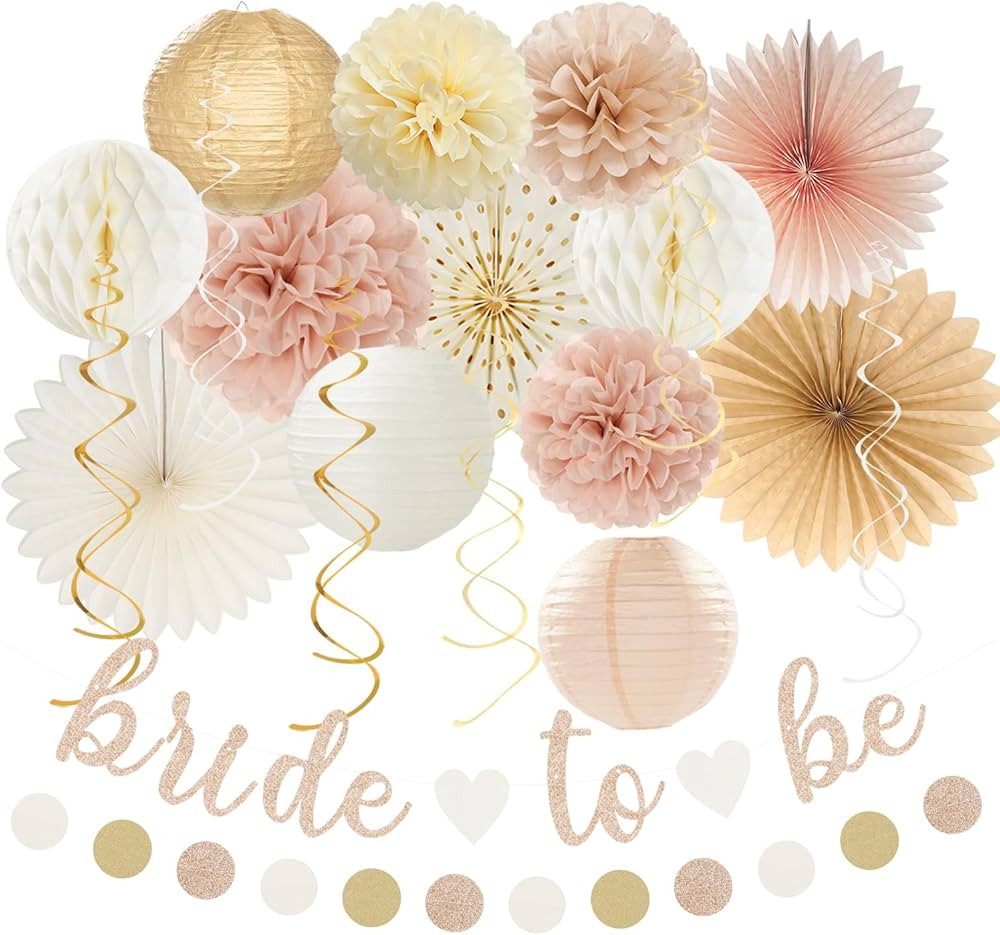 Champagne-Gold Beige Fall Boho Bachelorette Party-Decorations - 21pcs Women Bridal Shower Banner ... | Amazon (US)