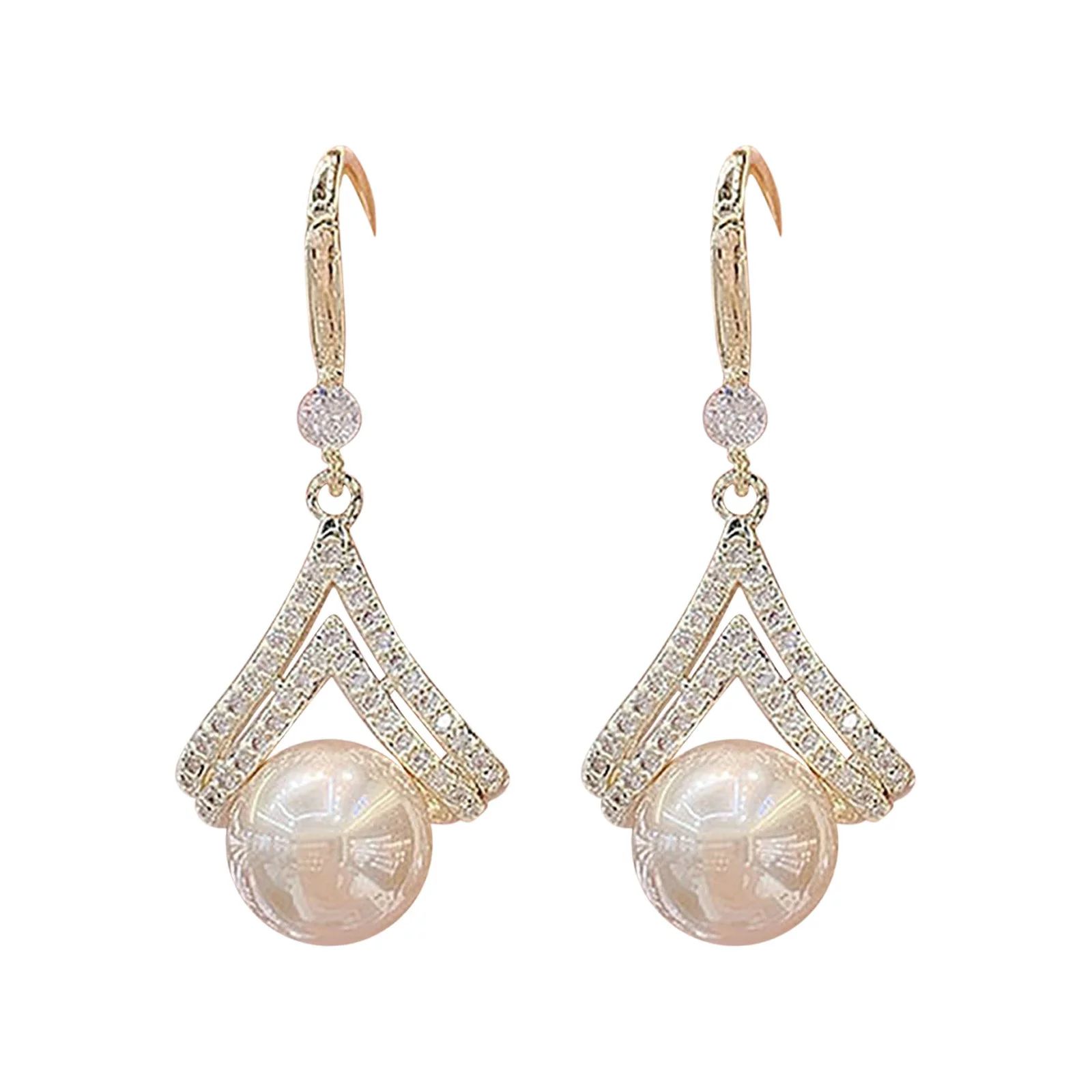 New Years Eve Jewelry Set Pearl Earrings For Women Rose Gold Pearl Zircon Dangling Drop Earring F... | Walmart (US)