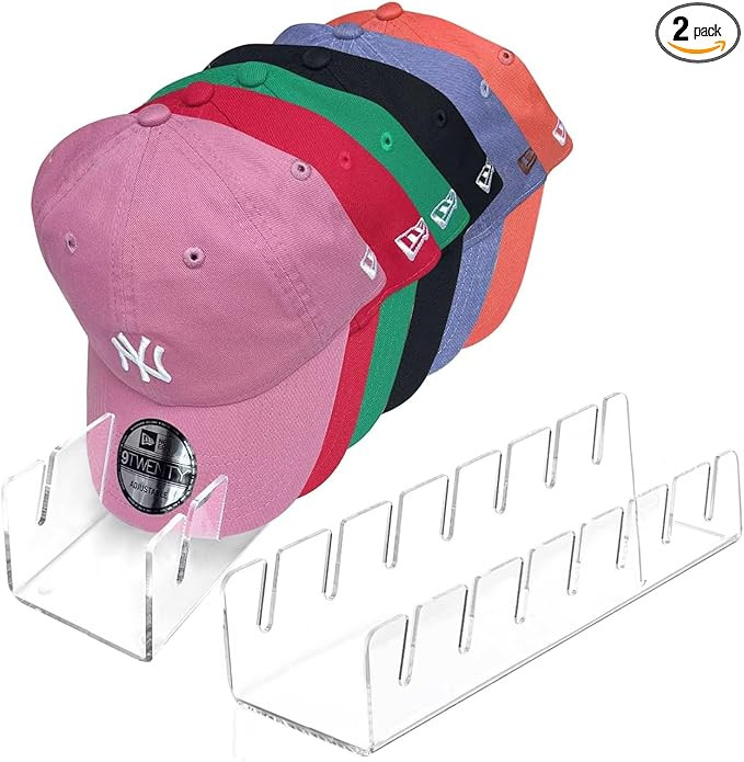 Hat Stand for Baseball Caps, Hat Organizer, 2 Pcs No Install Acrylic Hat Organizer for 14 Basebal... | Amazon (US)