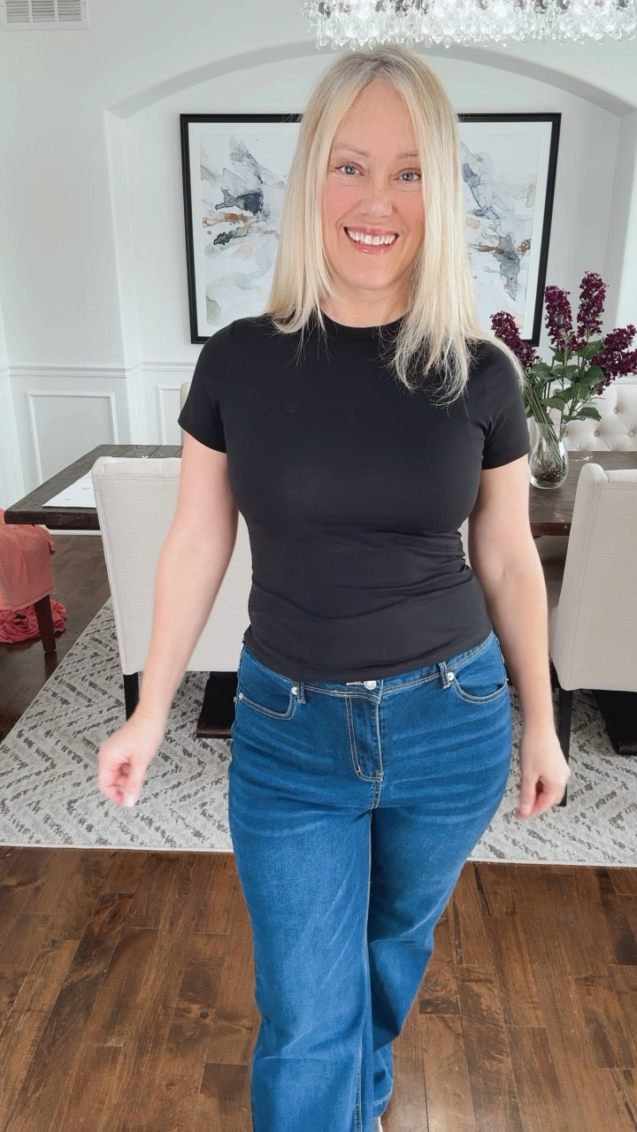 Fitted crewneck T-shirt, stretchy cotton short sleeve T workout office under blazer running errands  

#LTKFindsUnder50 #LTKStyleTip #LTKWatchNow