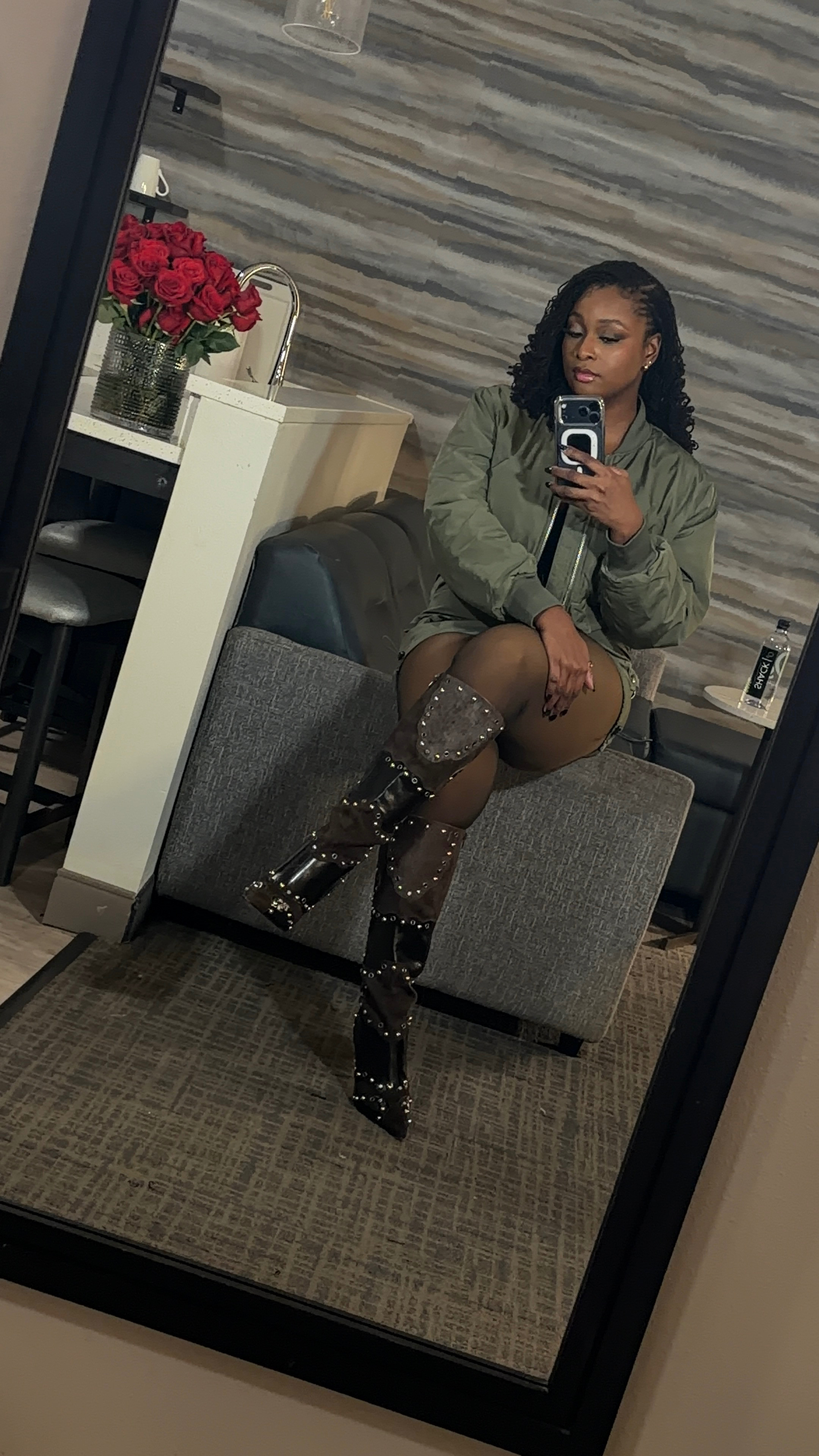 fashion nova:

Got To Get Away Bomber Skirt Set - Olive
 

 