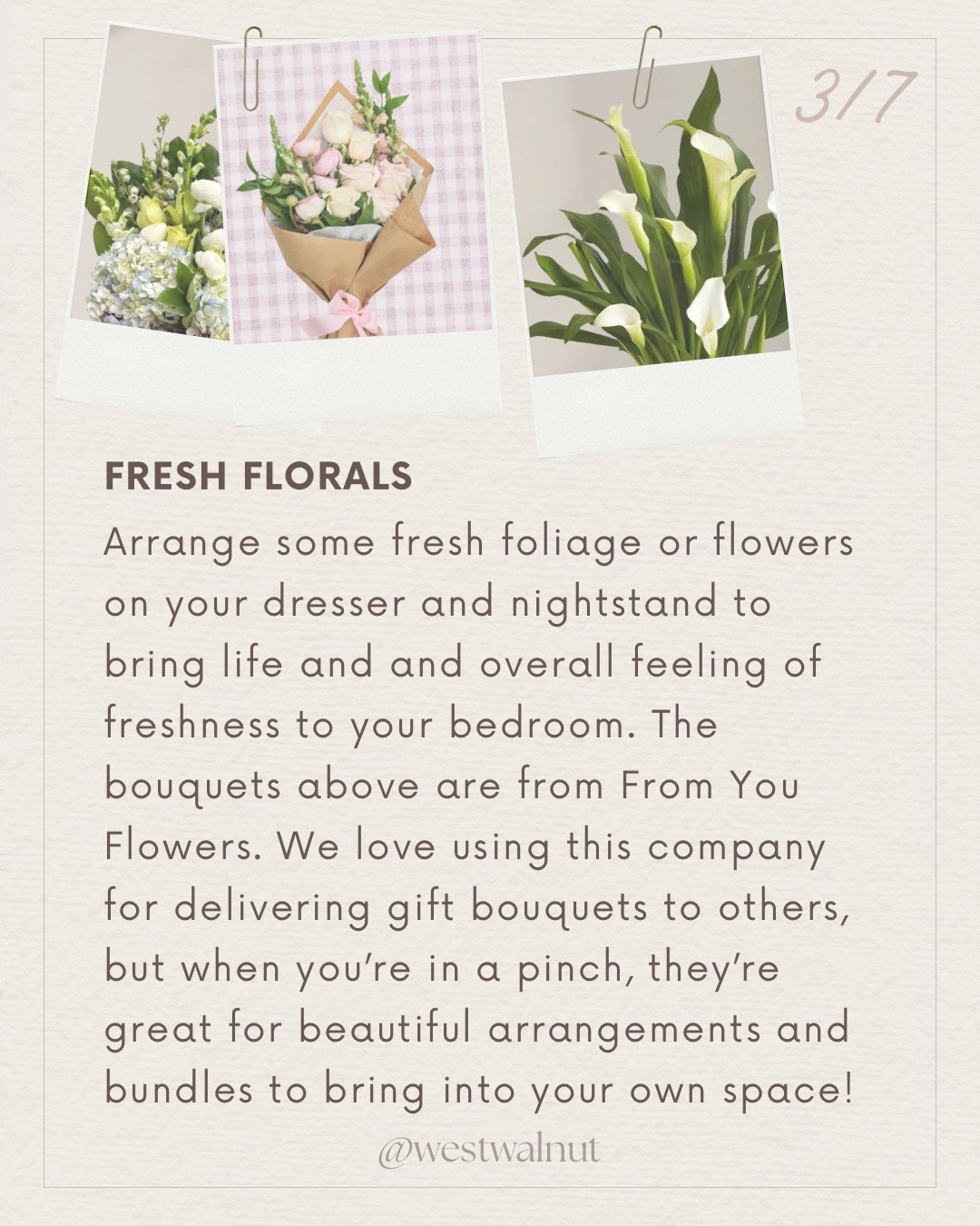 It’s finally time to start transitioning our bedrooms into a more light, airy, spring feel! Here are 7 simple additions for a fresh spring bedroom!

1. swap for soft, lightweight bedding 2. brighten up the space by adding mirrors
3. bring in fresh florals
4. swap for spring scented candles and diffusers
5. incorporate subtle spring colors into your palette
6. add in soft layers and swap for sheer curtains
7. sprinkle in little spring details 

Check out my other 6 spring bedroom additions on LTK. 

#springdecor #bedroomdecor #bedroomstyling #springhomedecor #bedroominspo #modernbedroom #springrefresh 

#LTKHome