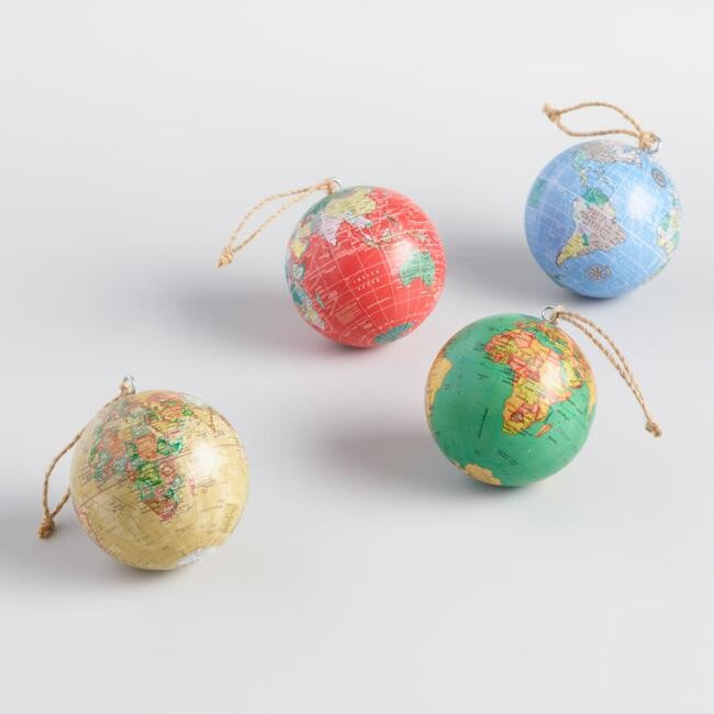 Paper Wrapped Globe Ornaments Set of 4 | World Market