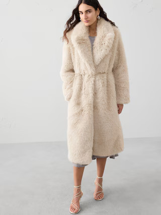 Faux Fur Long Coat | Banana Republic Factory
