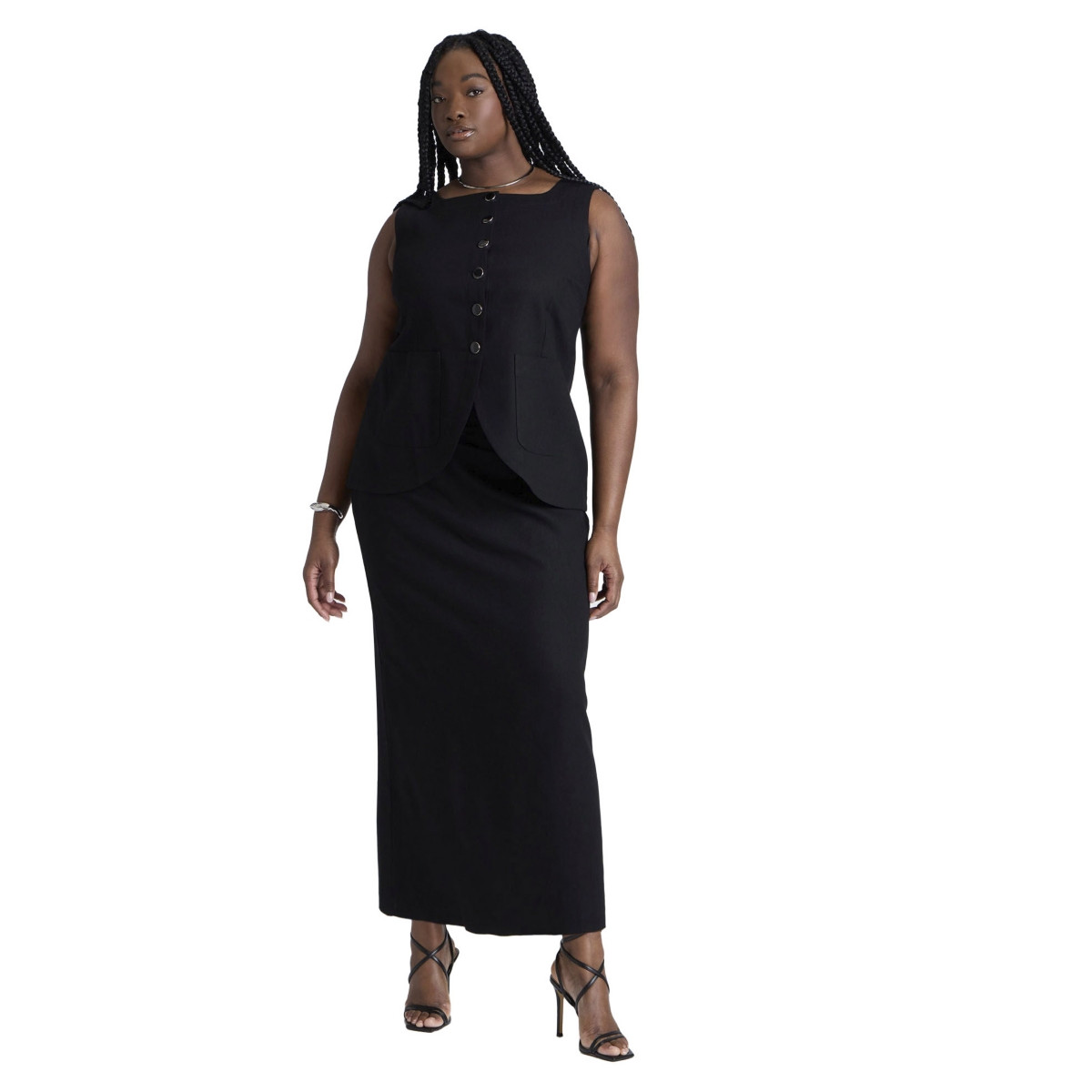 Eloquii Women's Linen Blend Column Skirt - Black onyx | Macy's