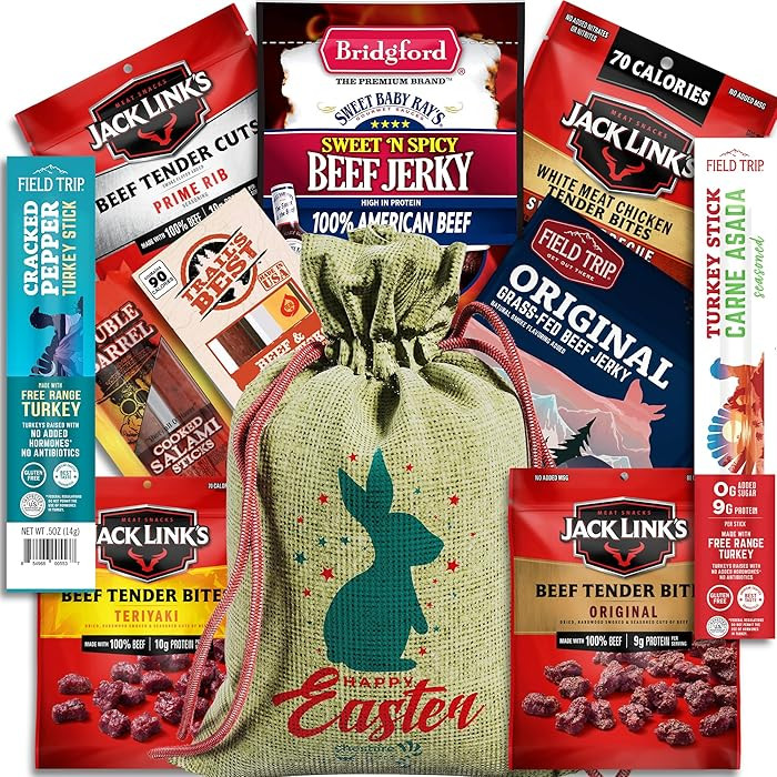 Beef Jerky Easter Basket For Men & Women - Easter Baskets for Adults Filled With Jerky Variety Pa... | Amazon (US)