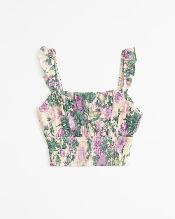 Crinkle Textured Ruffle Set Top | Abercrombie & Fitch (US)