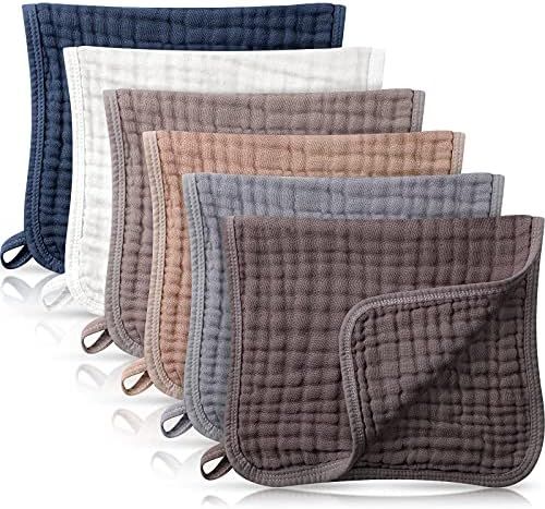 6 Pieces Large 20 x 10 Inch Muslin Burp Cloths Multi-Colors Muslin Washcloths Baby Burping Cloth Dia | Amazon (US)