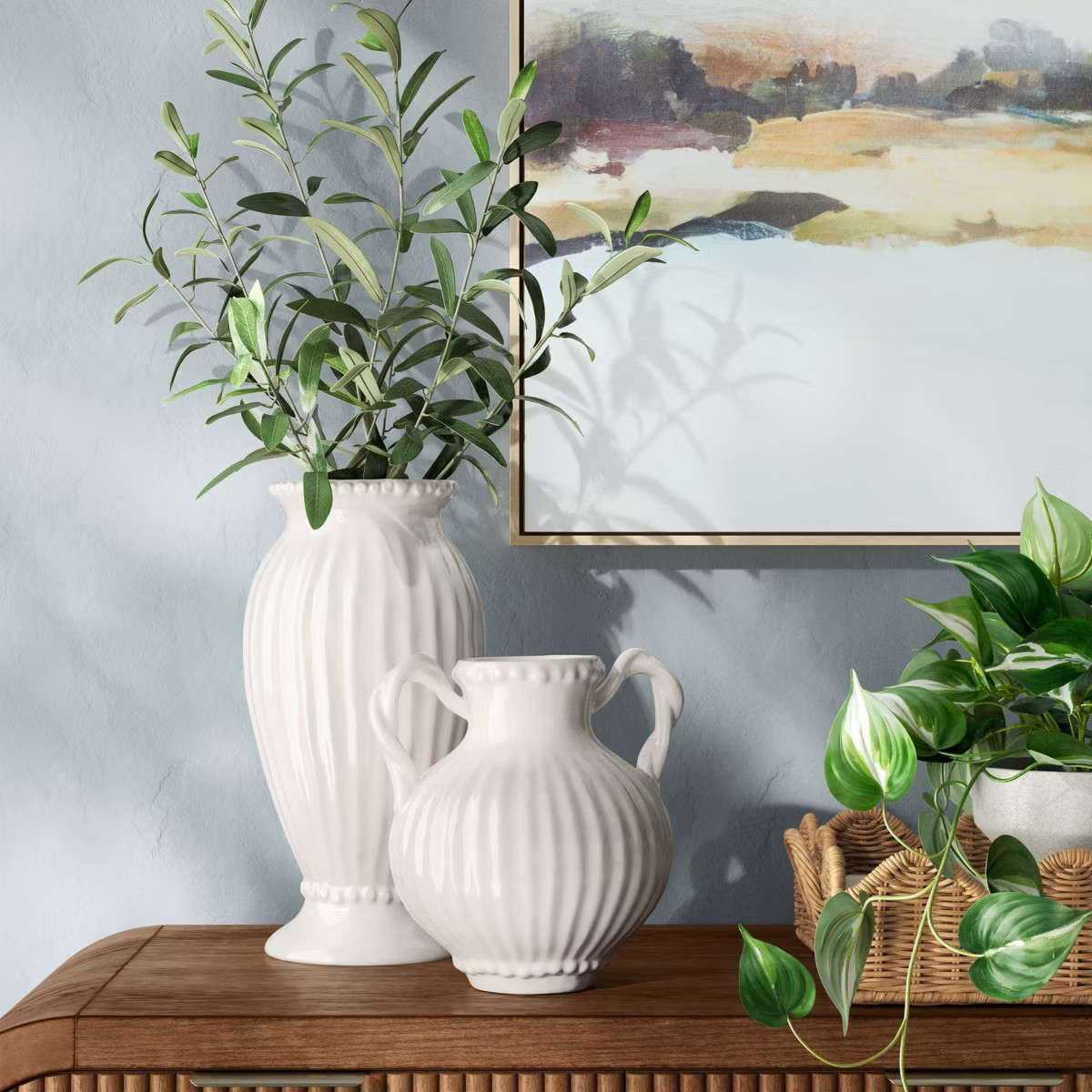 Tall Beaded Ceramic Vase Ivory - Threshold™ | Target