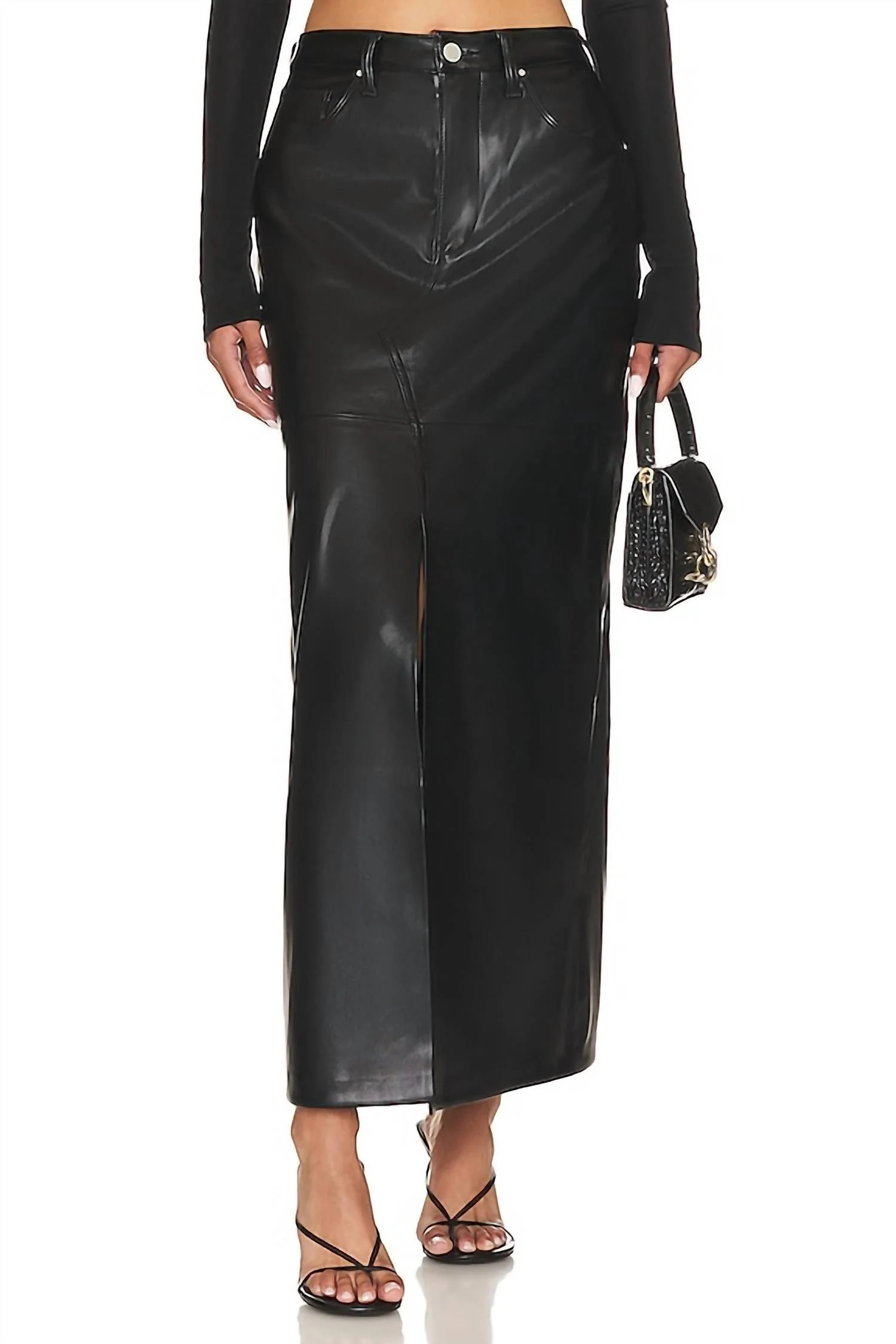 Faux Leather Maxi Skirt In Night Talk | Shop Simon