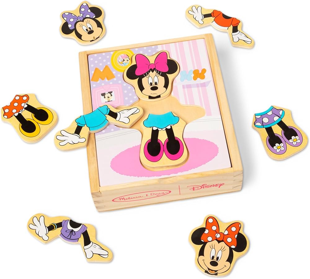 Melissa & Doug Disney Minnie Mouse Mix and Match Dress-Up Wooden Play Set (18 pcs) - Minnie Mouse... | Amazon (US)