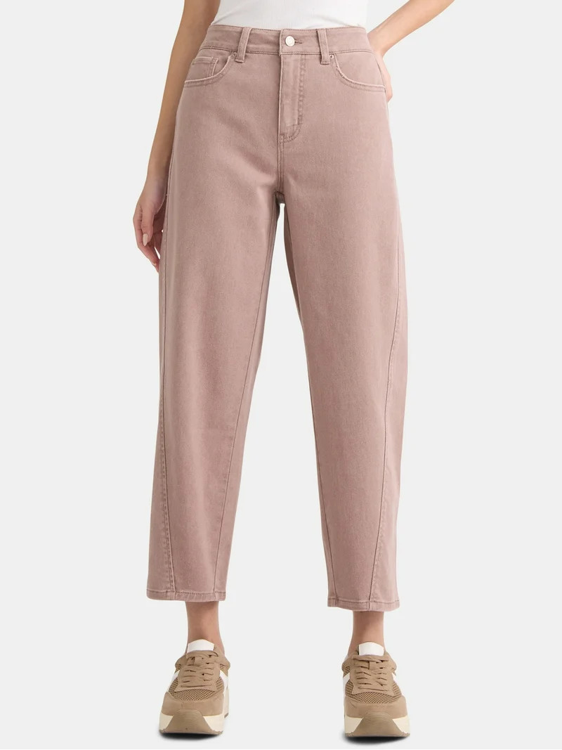 Time and Tru Women's High Rise Barrel Jeans, 26.5" Inseam, Sizes 0-22 | Walmart (US)