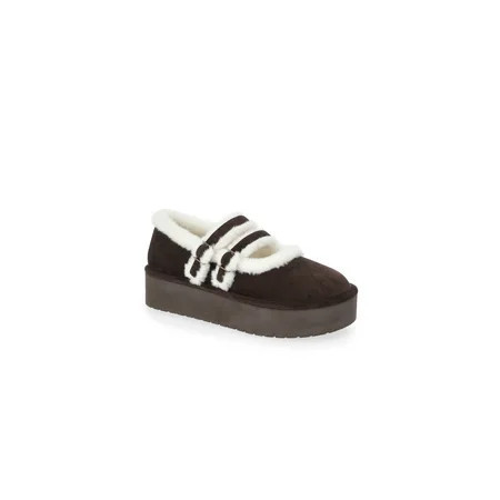 Madden NYC Women s Cozy Platform Mary Janes with Faux Fur Lining | Walmart (US)