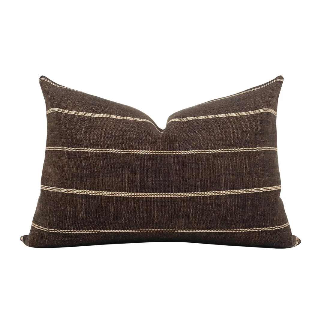 JOSIE Brown Striped Pillow Cover, Designer Pillow, Textured Pillow, Moody Pillow Cover - Etsy | Etsy (US)