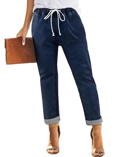 Sweezarmo Women's Pull On Jeans Drawstring Elastic Waist Denim Stretch Casual Joggers for Women | Amazon (US)