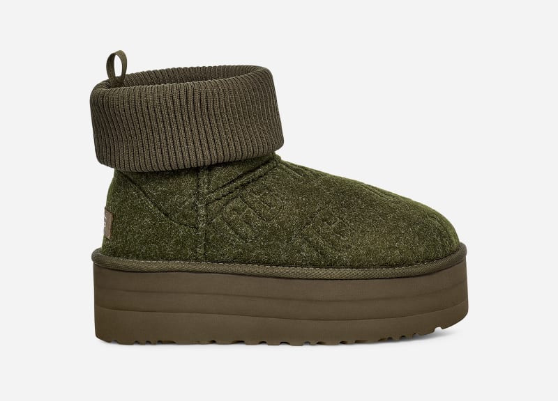 UGG® Women's Classic Mini Platform Felted Sheepskin Classic Boots in Forest Night, Size 8 | UGG (US)