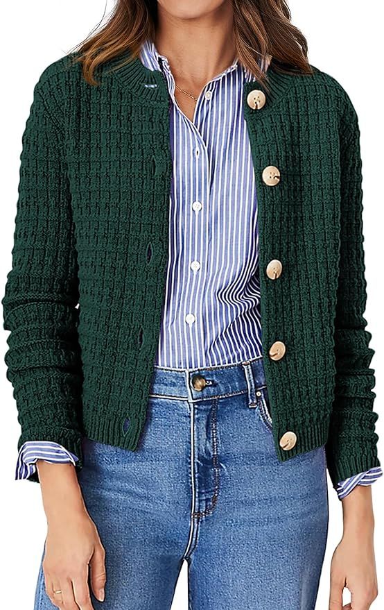 PRETTYGARDEN Women's Knit Cardigan Sweaters Casual Long Sleeve Open Front Button Down Trendy Jack... | Amazon (US)
